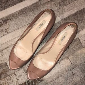 Authentic Prada nude open toe pumps